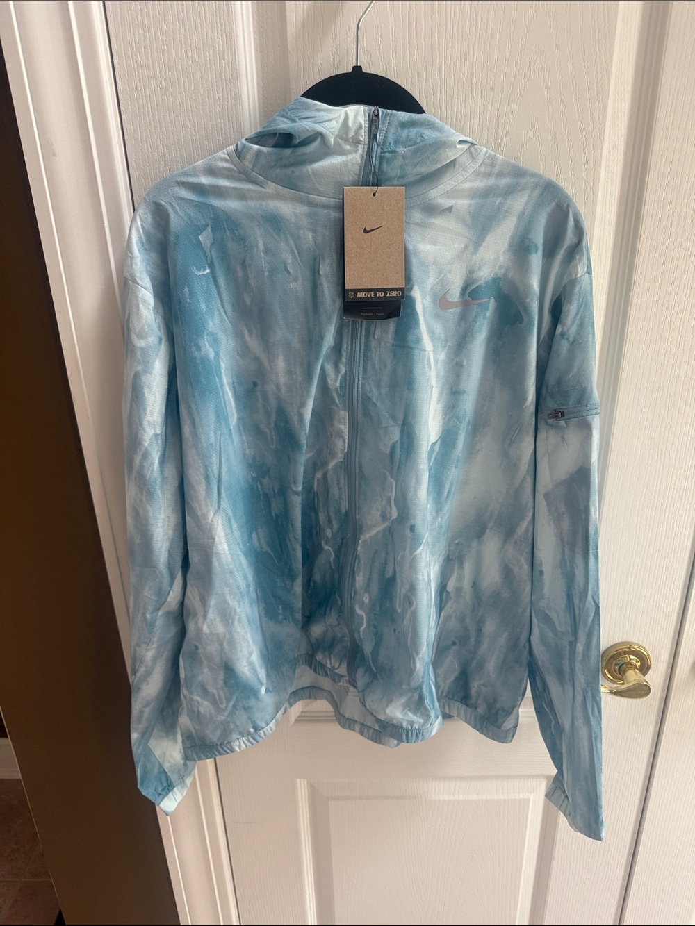 Nike Blue Tie-Dye Hooded Running Jacket